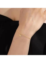 Gold heart charm bracelet with fine chain, small heart pendant