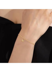 Huitich gold heart pendant jewelry set delicate gold bracelet with heart charm on wrist