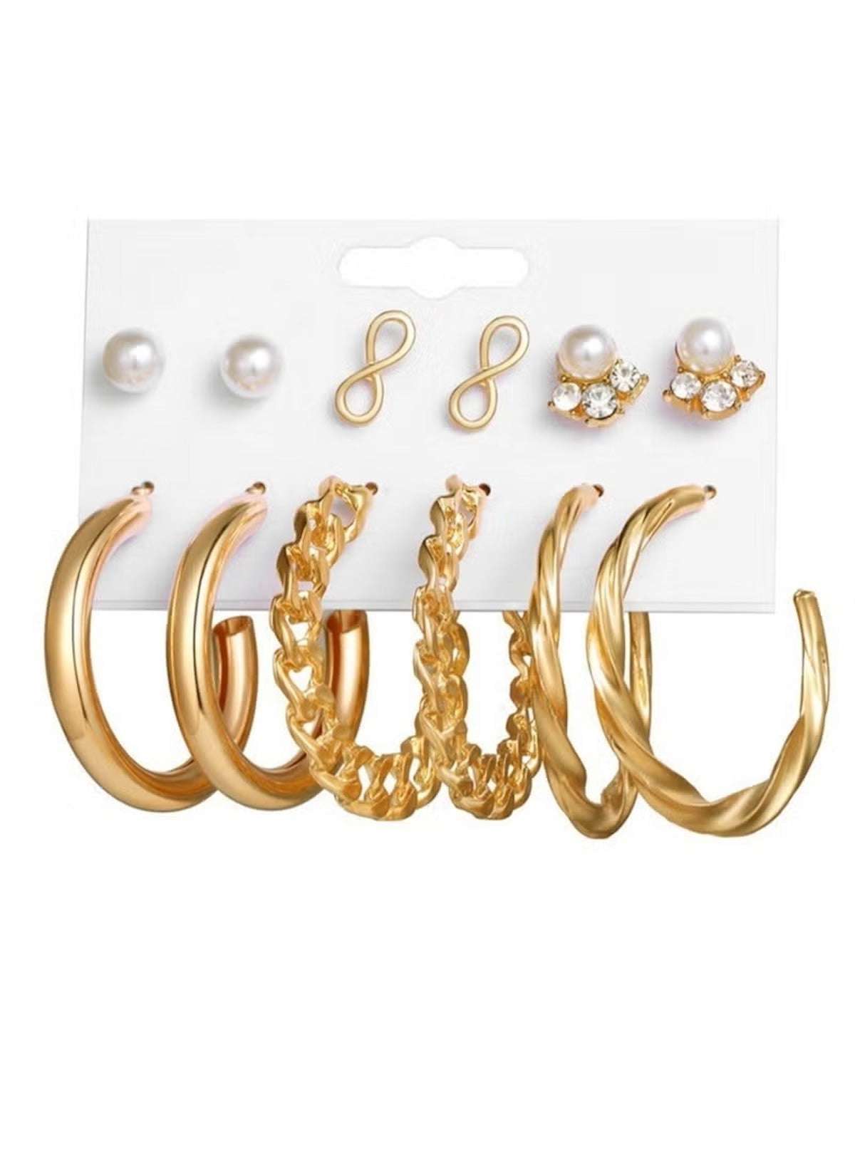 Huitich gold hoop and stud earring set featuring pearl and rhinestone designs for versatile styling