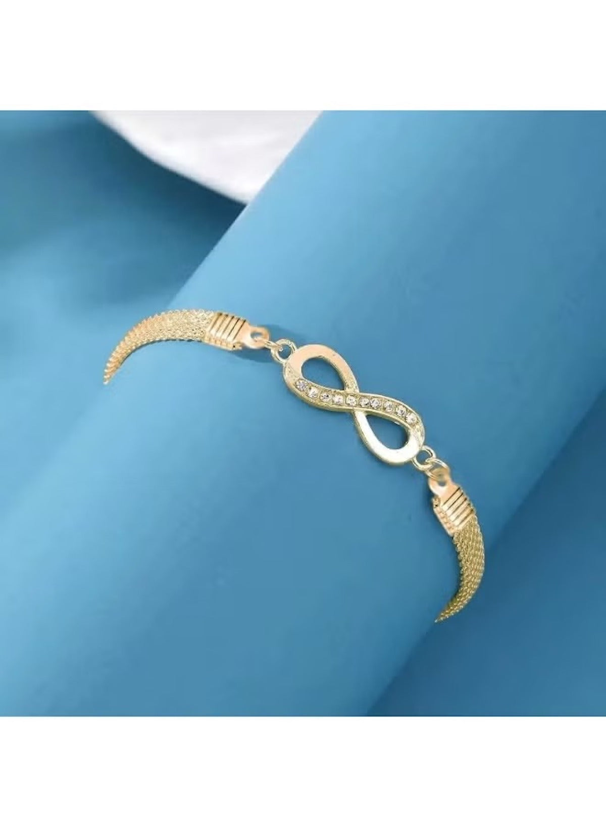 Huitich gold infinity mesh bracelet for women featuring a sparkling infinity design