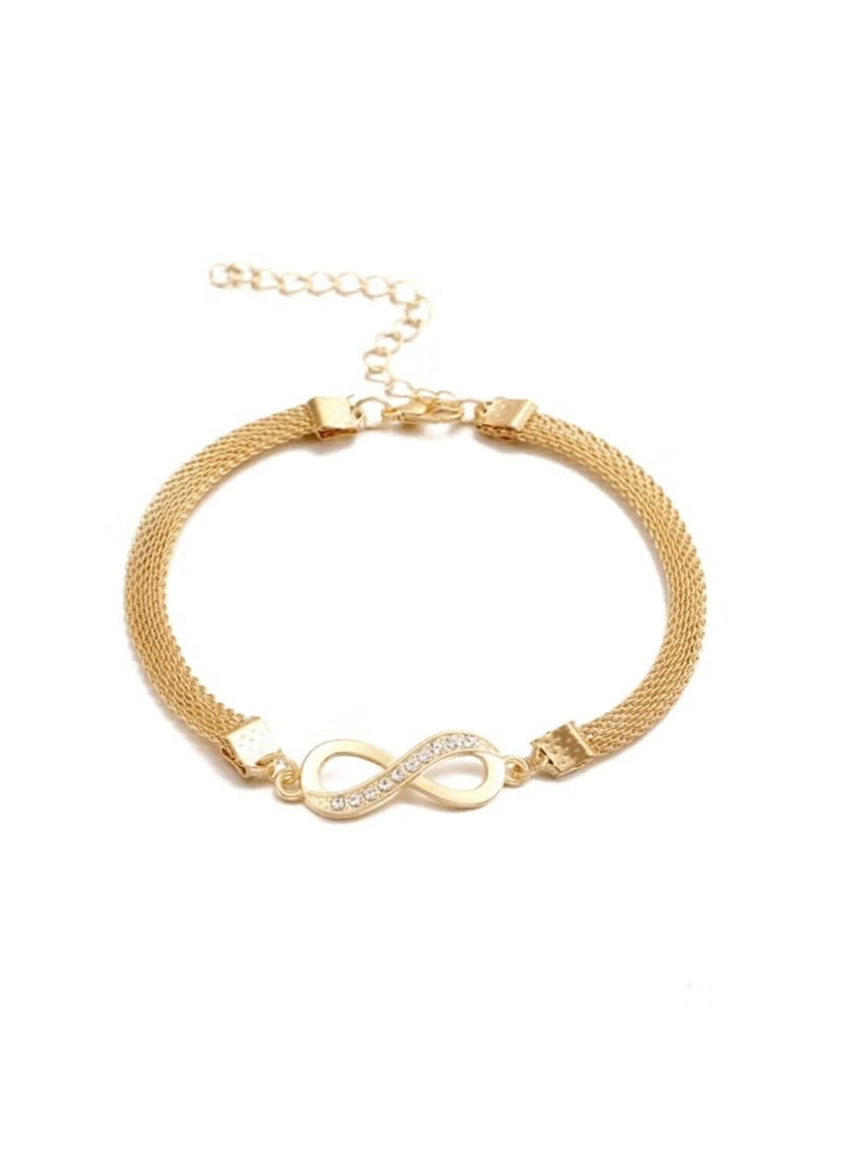 Huitich gold infinity mesh bracelet for women with sparkling charm for elegant style