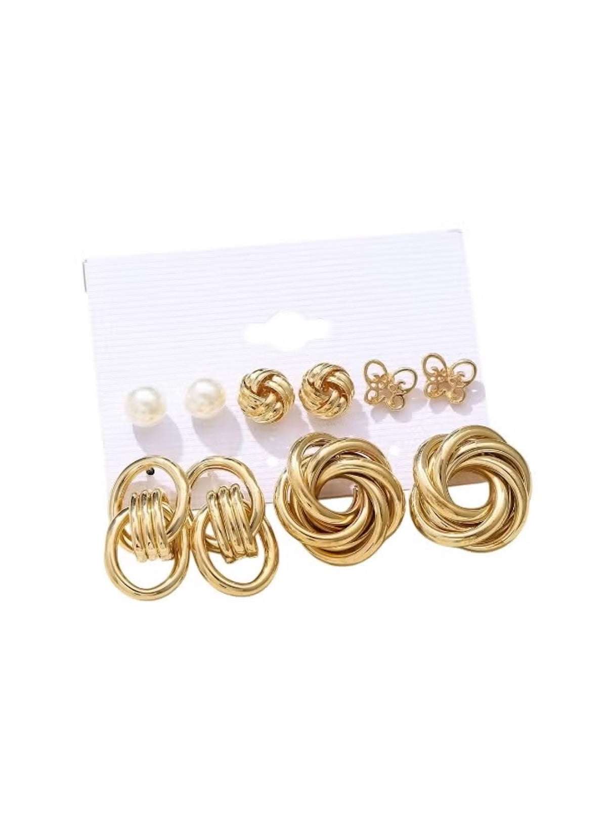 Huitich gold knot and pearl stud earring set featuring various designs for versatile styling