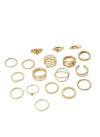 18-Piece Minimalist Gold Tone Knuckle Ring Set for Women – Trendy Mixed Designs - Mumzar