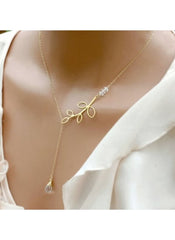 Huitich gold leaf pearl necklace with delicate gold leaves and pearl accents on a fine chain