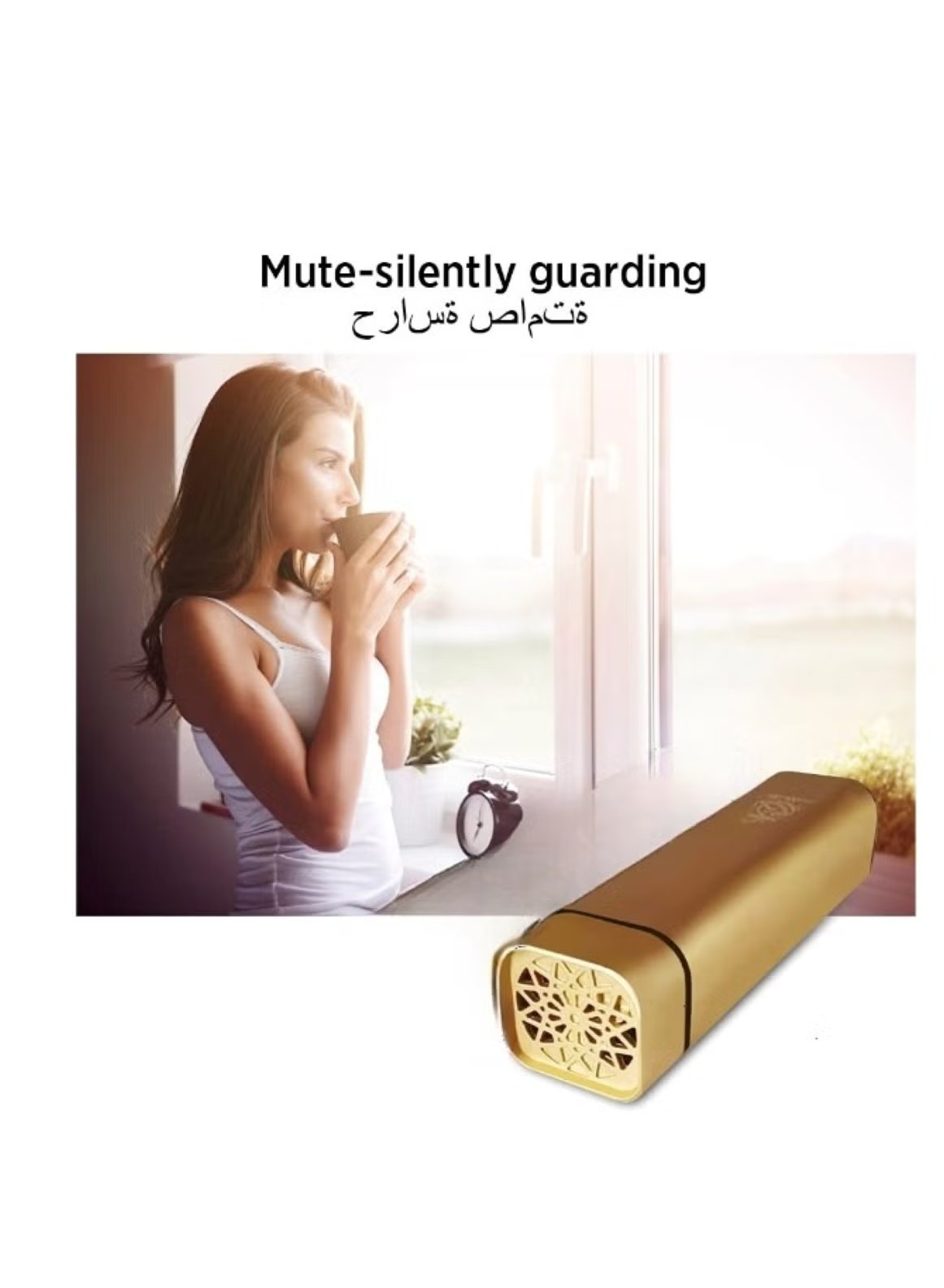 Huitich mini electric aroma burner in gold with intricate pattern, perfect for silent bukhoor aroma diffusion