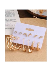 Gold moon and star earrings set featuring various styles for versatile fashion options