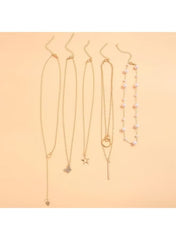 Huitich gold necklace set for women featuring five elegant layered designs with charms