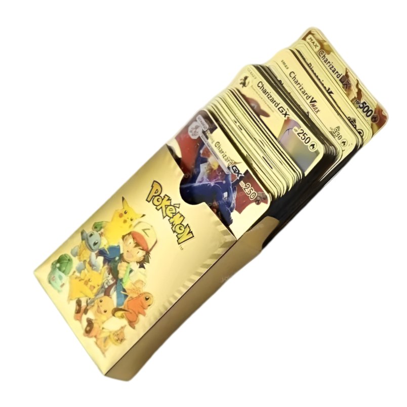 Gold Pokémon card collection set featuring Charizard GX cards in a Pokémon themed gold box