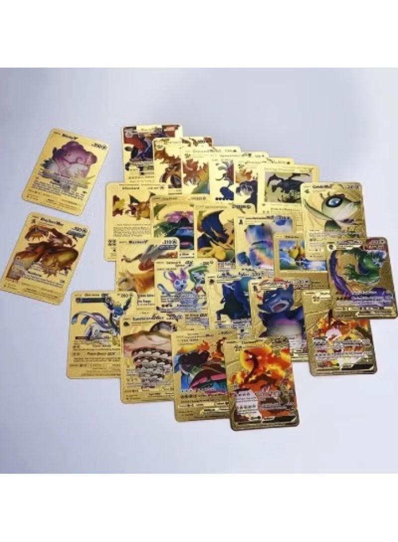 Gold Pokémon card collection set featuring various shiny and rare Pokémon cards from Huitich