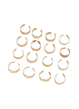 Gold tone multi-ring set with assorted slim band styles