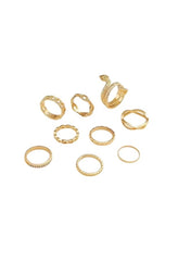Gold snake ring set for women featuring various designs including a snake motif and textured bands