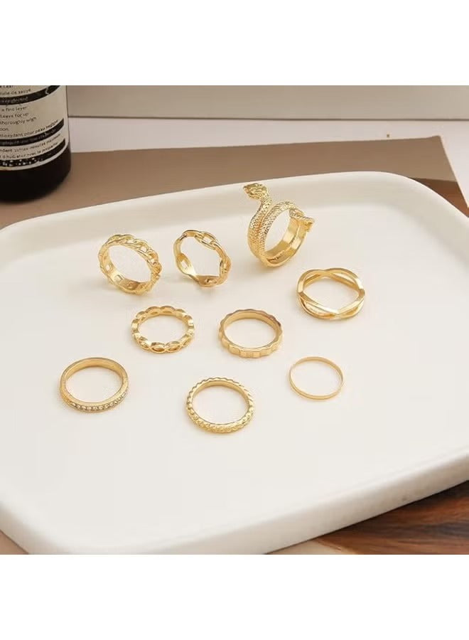 Huitich gold snake ring set for women featuring multiple stylish rings in various designs