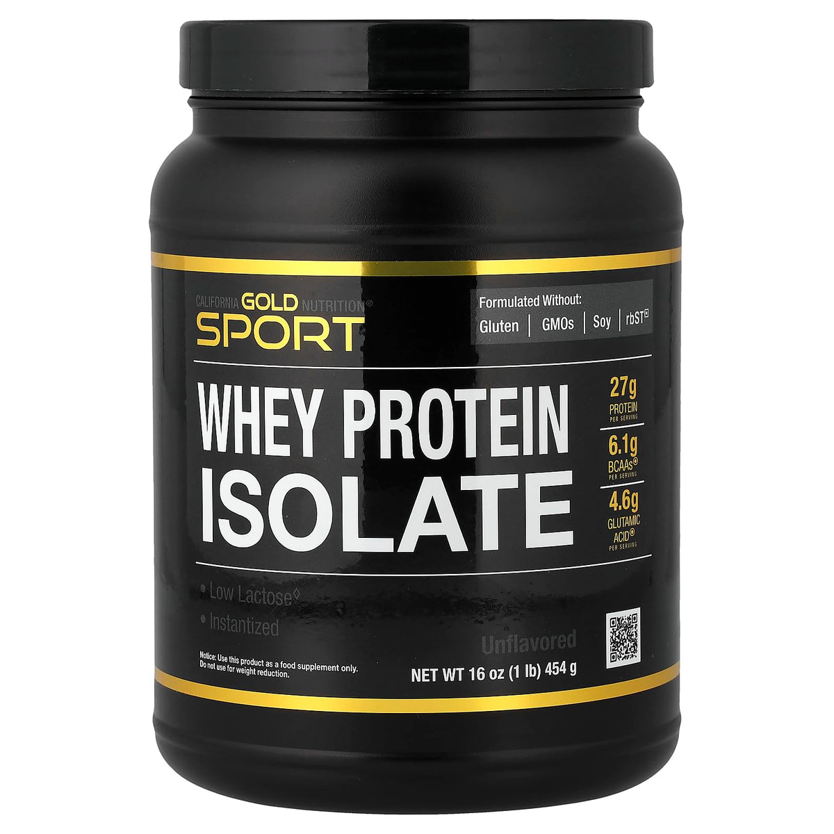 California Gold Nutrition Whey Protein Isolate Unflavored Container with 27g Protein per Serving