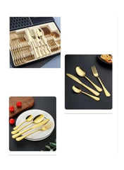 Huitich gold stainless steel cutlery set with forks knives and spoons in elegant design