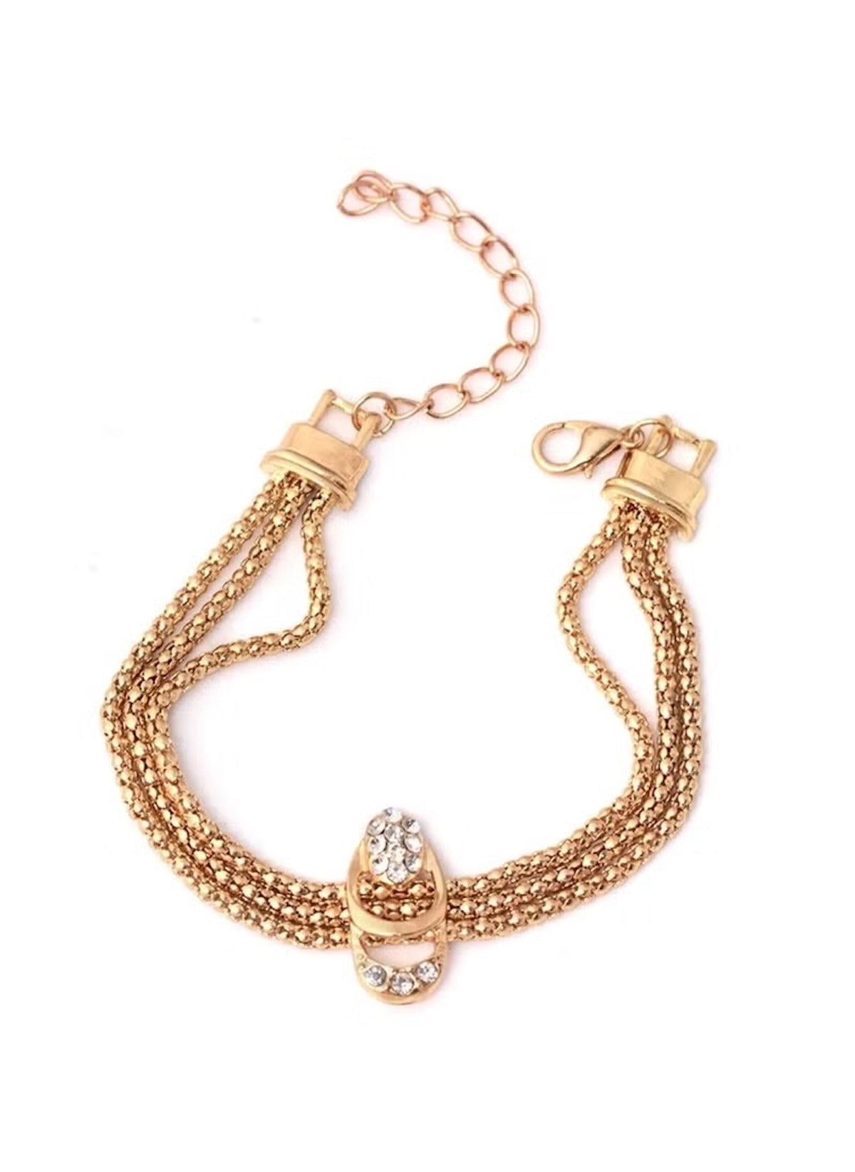 Huitich gold tone jewelry set for women featuring a multi-strand chain bracelet with crystal accents