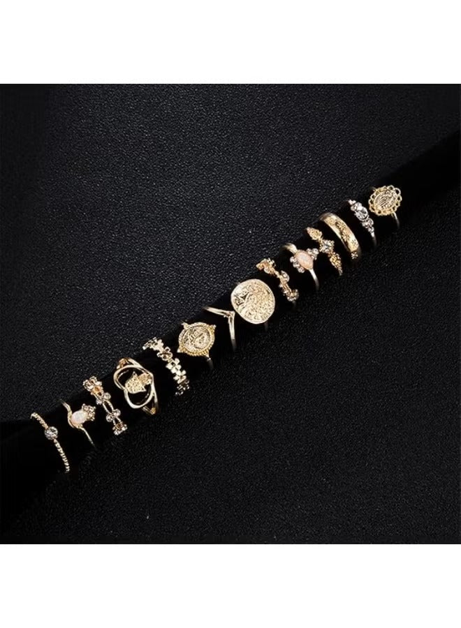 Huitich gold vintage boho ring set for women featuring various designs and styles for versatile looks