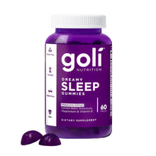 Goli Dreamy Sleep supplement bottle with purple label and white cap, 60 pieces