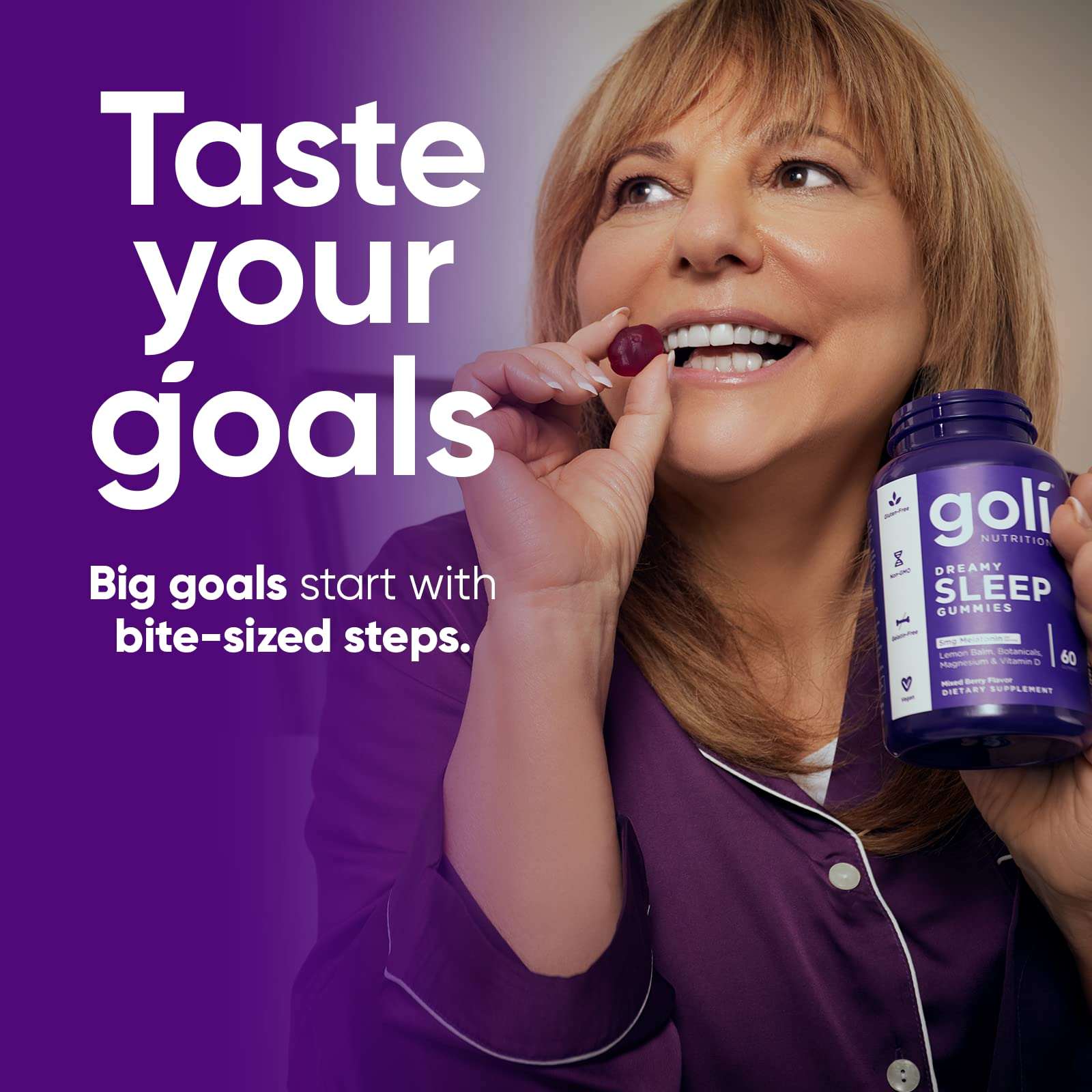 Goli melatonin sleep gummies UAE in a woman's hand, promoting restful sleep and relaxation