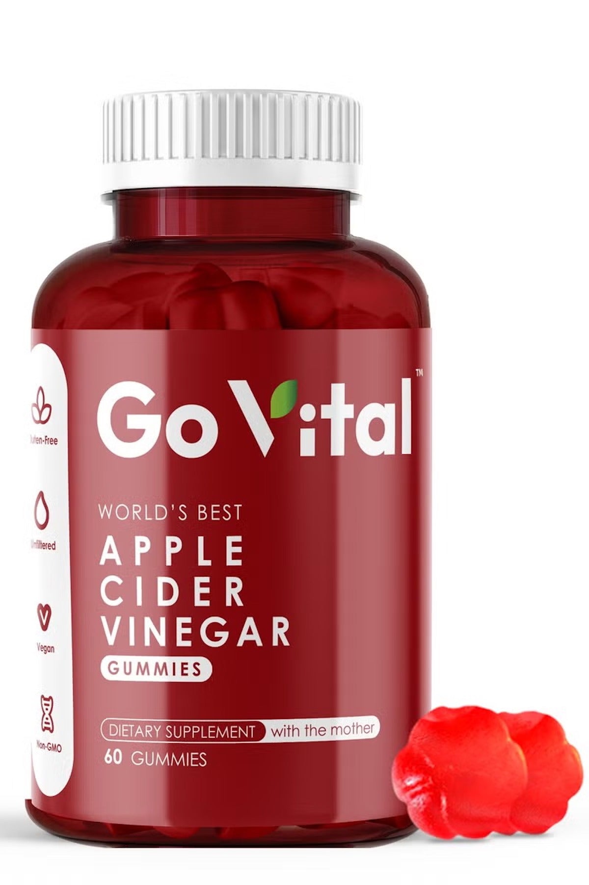 GO VITAL World's Best Apple Cider Vinegar Gummies UAE with 60 chewy dietary supplements