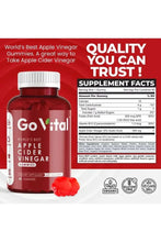 GoVita apple cider vinegar gummy bottle with supplement facts panel