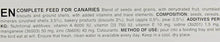 Canarini bird food label text with ingredients and feeding directions