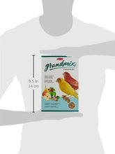 Canarini bird food pouch with dimensions on mannequin silhouette