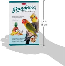 Padovan Grandmix Parrocchetti bird food box front with size markers