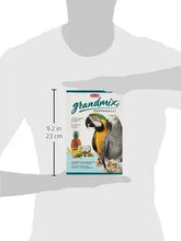 Parrot feed box shown with size dimensions beside a person silhouette