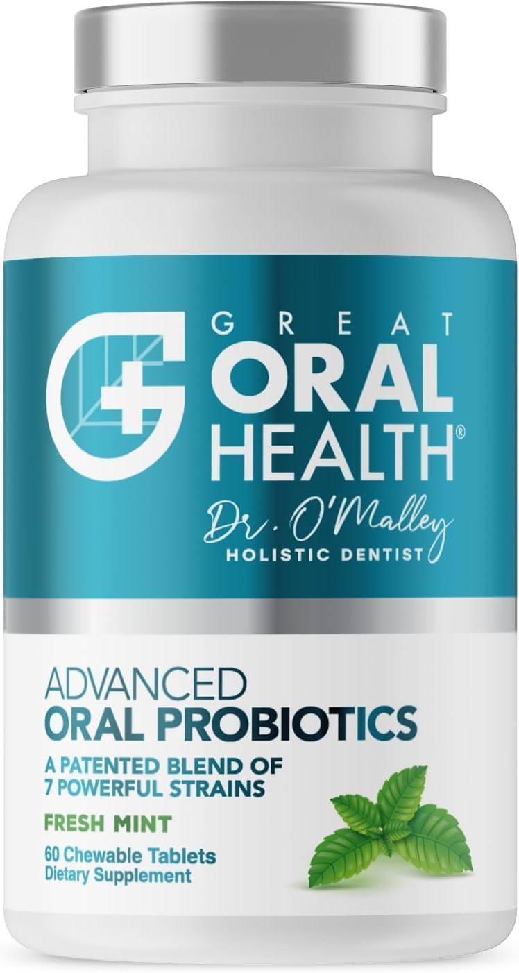 Great Oral Health Advanced Oral Probiotics bottle fresh mint 60 chewable tablets chewable oral probiotics for bad breath