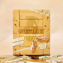 Caramel Chaos protein bar wrapper with Grenade logo and foil bar pieces