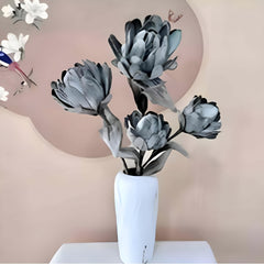 Huitich grey artificial flower decor in white vase for stylish home decoration