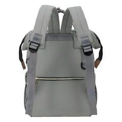 Huitich maternity travel bag with pockets in gray shown from the back with adjustable shoulder straps
