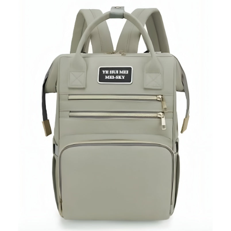 Huitich maternity travel bag with pockets in gray featuring multiple zippered compartments and padded shoulder straps