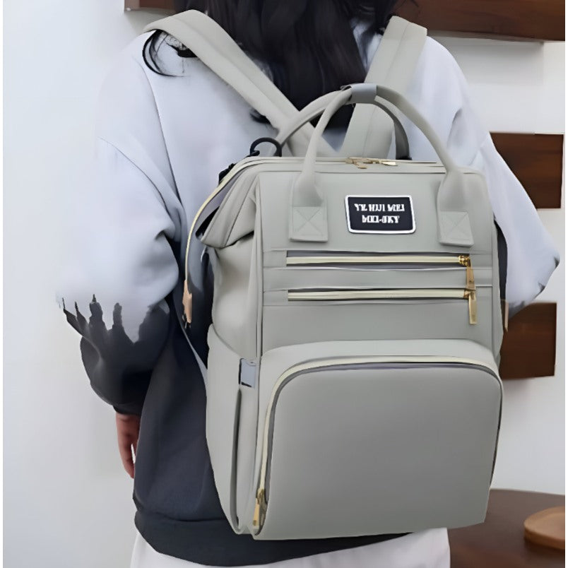 Huitich maternity travel bag with pockets in light gray backpack style with multiple zippered compartments