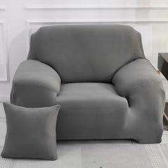 Huitich grey single sofa cover fitted on armchair with matching grey pillow