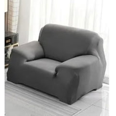Huitich grey single sofa cover fitted on a small armchair in a bright living room