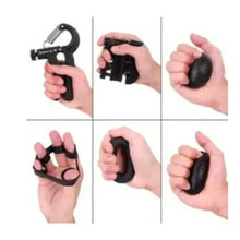 Hand grip trainer devices held in hand, including spring clamp and finger loop exerciser