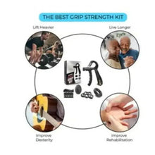 Grip strength kit with hand gripper, small balls, and finger exerciser set