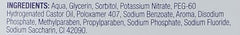 Sensodyne mouthwash for sensitive teeth close up of ingredients list showing fluoride and preservatives