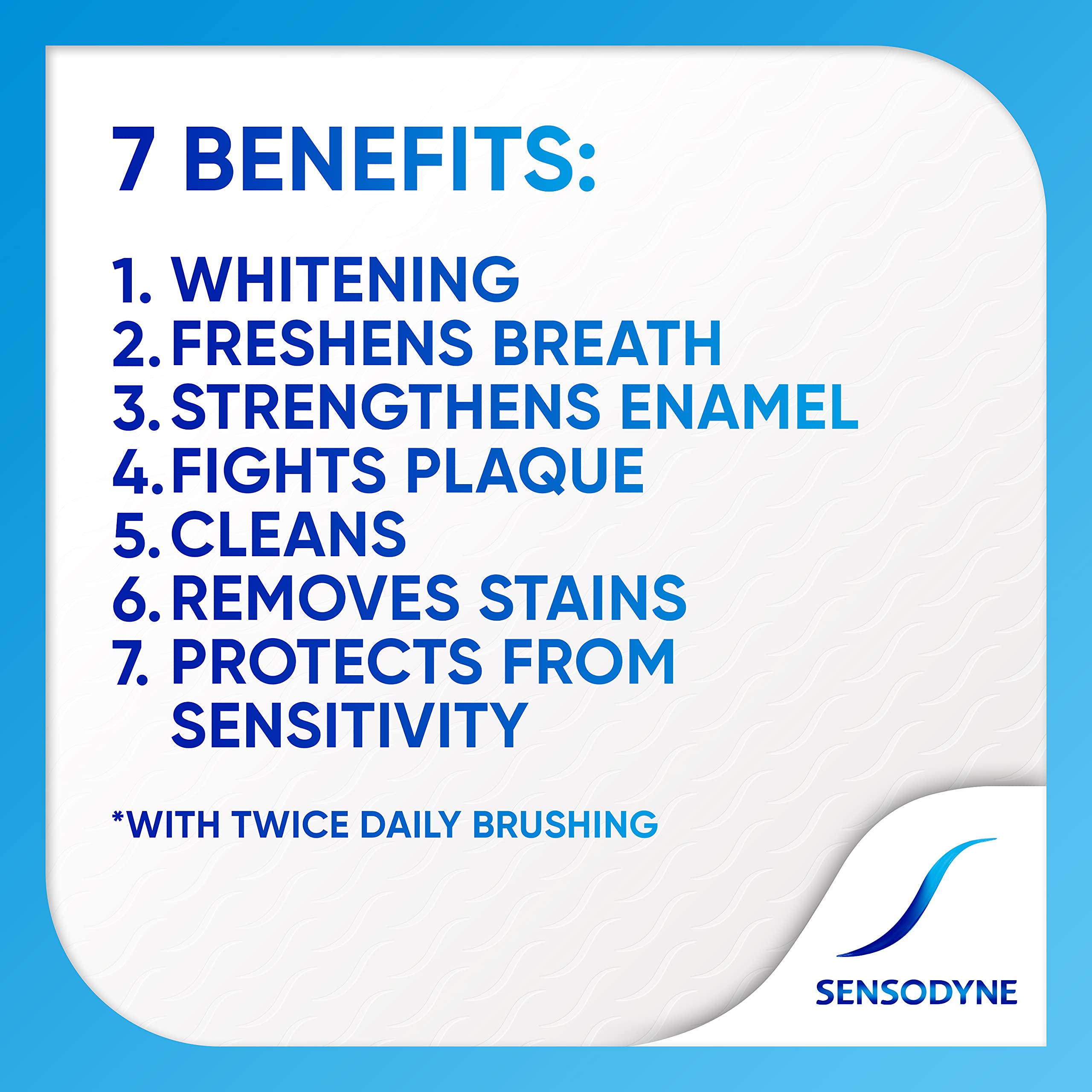 Sensodyne Multi Care Plus Whitening toothpaste benefits list whitening freshens breath strengthens enamel protects sensitivity