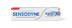 Sensodyne Rapid Action Toothpaste 75ml white box with blue logo New Look label for sensitive teeth