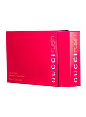 Gucci Rush EDT 75ml packaging in a vibrant pink box with elegant gold lettering