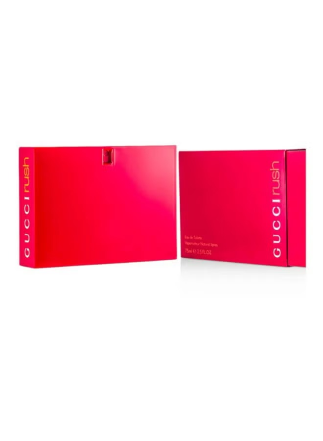 Gucci Rush EDT 75ml featuring a vibrant pink box design for a bold and alluring fragrance