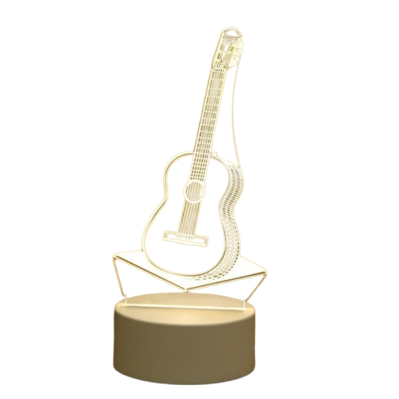 Huitich guitar 3D LED lamp kids night light with glowing guitar design on round base