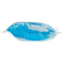 Blue inter-dental floss pick with plastic handle and floss bundle