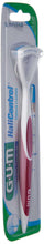 Tongue cleaner tool with blue scraper and brush, Sunstar in blister pack