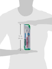 GUM 2-in-1 tongue cleaner and scraper in blister pack with ergonomic handle and size guide