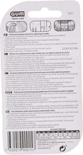 Back of GUM Trav-LER interdental brush pack with usage and size info
