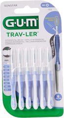 GUM Travler pack of six blue and white interdental brushes in blister pack interdental brush for plaque removal