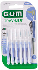 Pack of 6 GUM Travler interdental brushes with flexible grip and antibacterial bristles interdental brush for plaque removal